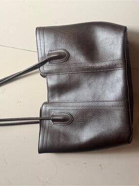 Men's Dark Brown Leather Shoulder Tote Bag